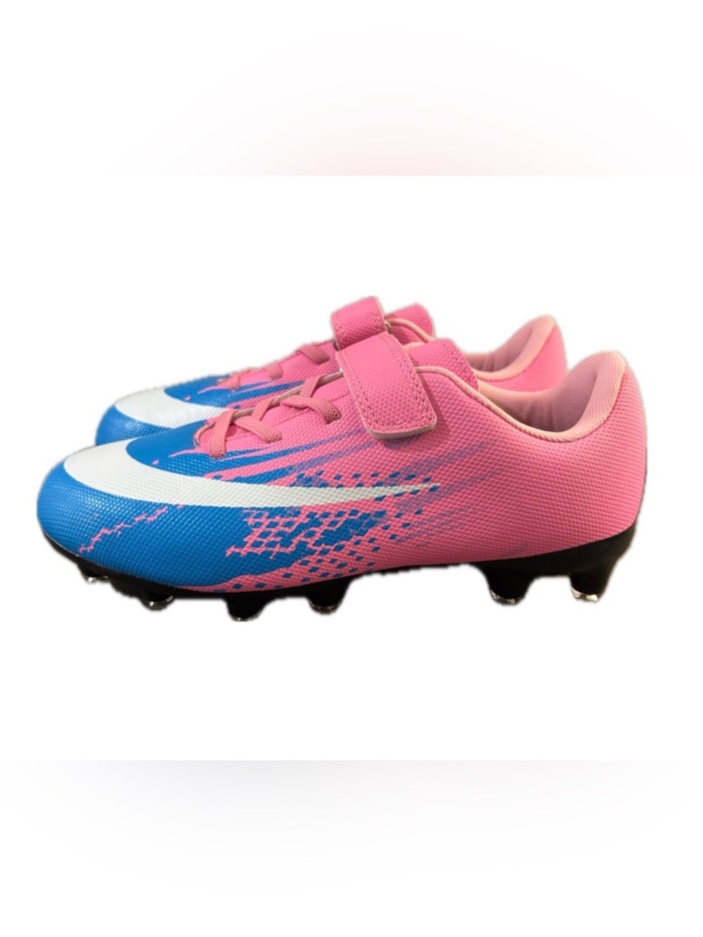 NEW Soccer Football Futbal Outdoor Grass Turf Cleats Boots Pink/Blue Youth 3.5 - Picture 1 of 9